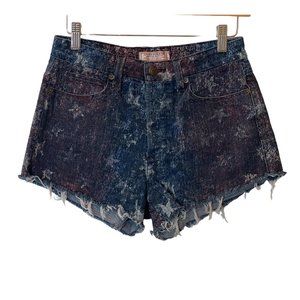 Guess Jeans Womens 27 Cut Off Denim Shorts Button Fly Red White Blue Stars USA